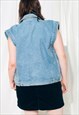 VINTAGE DENIM VEST 90S GRUNGE REWORKED OVERSIZED WAISTCOAT