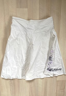 Y2K White Linen Summer Skirt