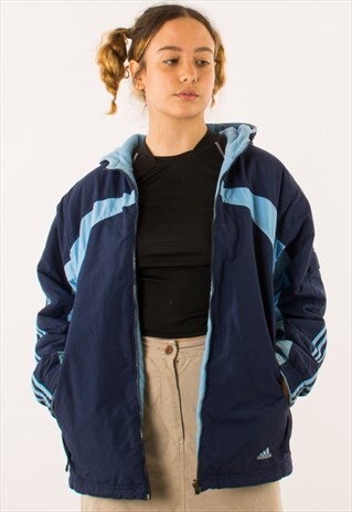 VINTAGE 90S ADIDAS REVERSIBLE BLUE JACKET COAT