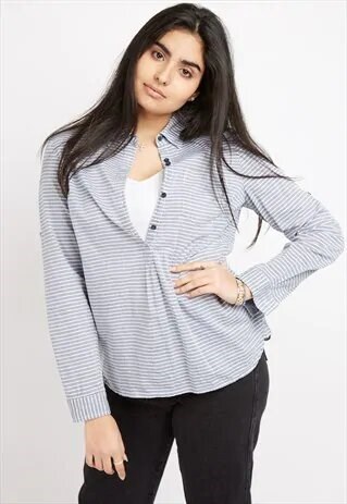 VINTAGE GREY STRIPED TOMMY HILFIGER SHIRT