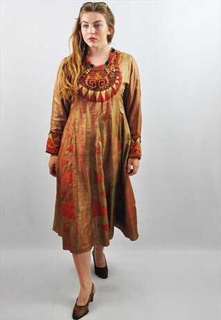 VINTAGE BOLLYWOOD PRINCESS SUPER LUXE SILK BEADED DRESS
