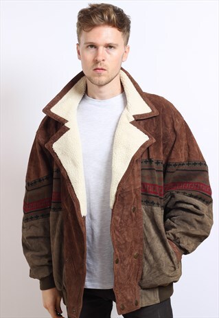 VINTAGE AZTEC NAVAJO FLEECE LINED JACKET