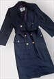 90S DESIGNER AQUASCUTUM NAVY BLUE TRENCH COAT