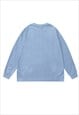 SPIDER SWEATSHIRT VELVET FEEL THIN JUMPER SKATER TOP IN BLUE