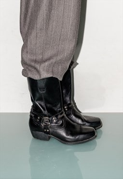 Vintage  leather horse-rider inspired boots in black