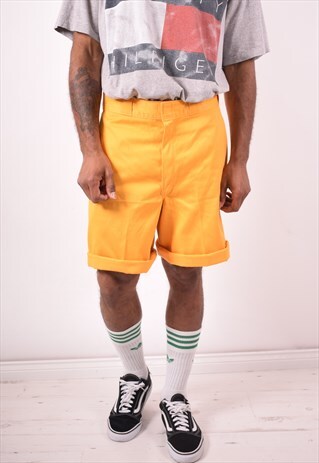 DICKIES MENS VINTAGE SHORTS W34 YELLOW 90S
