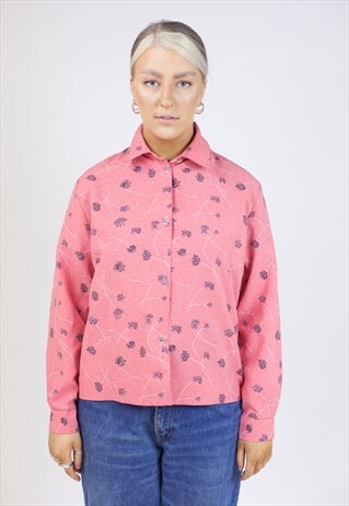 VINTAGE 90S FLOWER PATTERNED PINK SHIRT