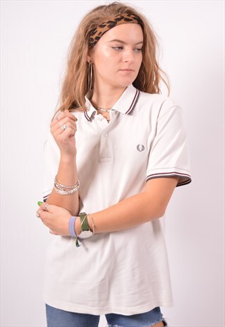 VINTAGE FRED PERRY POLO SHIRT WHITE