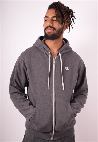 CHAMPION MENS VINTAGE HOODIE JACKET MEDIUM GREY 90S