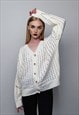 MESH CARDIGAN TRANSPARENT SWEATER DISTRESSED KNITTED JUMPER