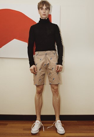 PARROTS PRINTED BEIGE SHORTS