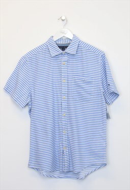 Vintage Tommy Hilfiger striped shirt in blue. Best fits M