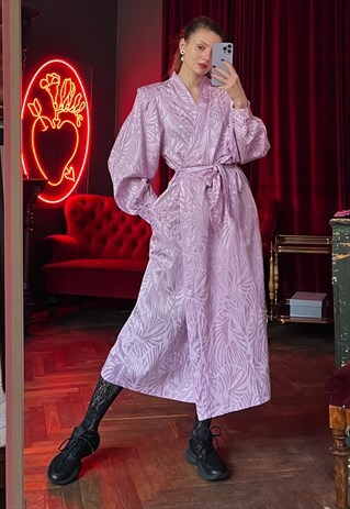 Italian Lilac Satin Robe, Silky Kimono Robe, Dressing Gown