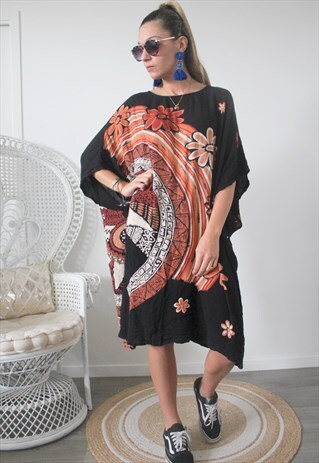 VINTAGE DRESS ETHNIC PRINT