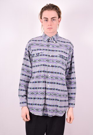 MENS VINTAGE AZTEC PRINT SHIRT MEDIUM MULTI 90S