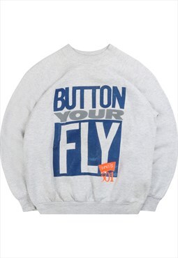 Vintage  Fruit of the Loom Sweatshirt Button Your Fly