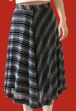 Vintage Black Grey Skirt Basic Size S T318
