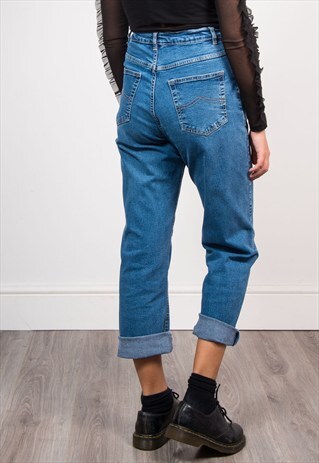 90'S VINTAGE BLUE DENIM MOM STYLE JEAN