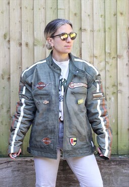 Vintage 1980s Harley Davidson patch suede leather jacket