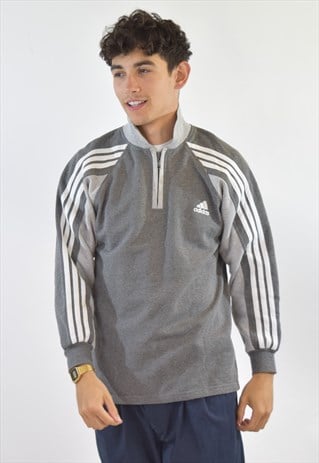 VINTAGE 90S GREY ADIDAS ZIP UP SWEATSHIRT