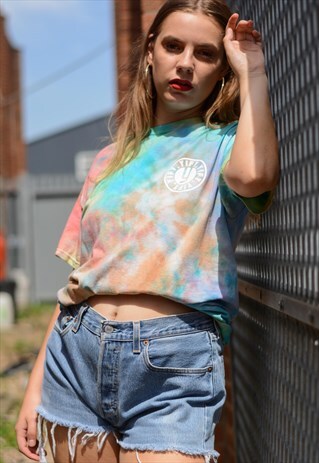 VINTAGE FESTIVAL TIE DYE T-SHIRT WITH GRAPHIC LOGO