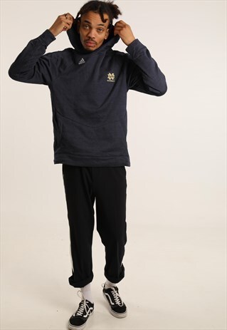 VINTAGE ADIDAS EMBROIDERED LOGO HOODIE