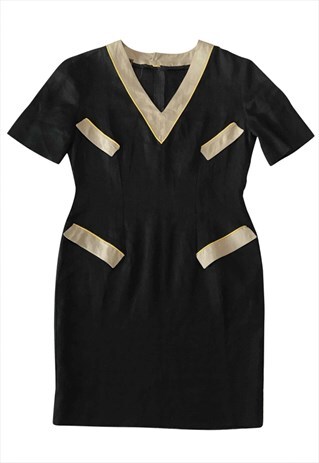 VINTAGE 80S FENDI BLACK/BEIGE LINEN DRESS