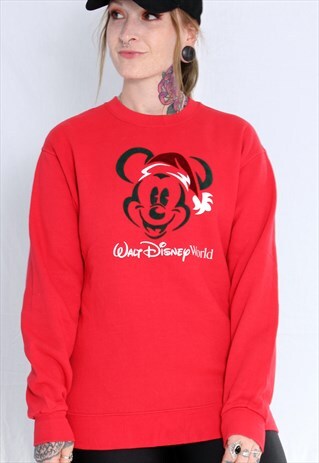 RED VINTAGE DISNEYLAND MICKEY MOUSE CHRISTMAS SWEATER