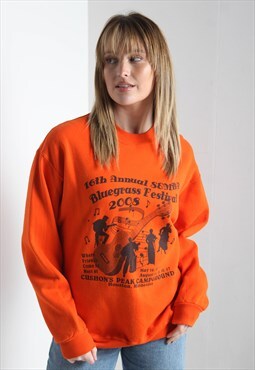 Vintage Music Graphic Sweatshirt Orange