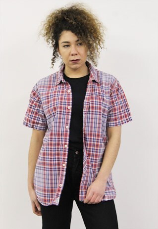 VINTAGE RED AND BLUE CHECKED TOMMY HILFIGER SHIRT