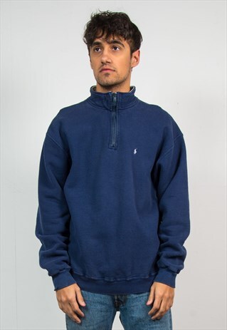 POLO RALPH LAUREN BLUE QUARTER ZIP SWEATSHIRT