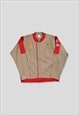 Vintage 1980s Ferrari Shell Embroidered Racing Jacket Beige