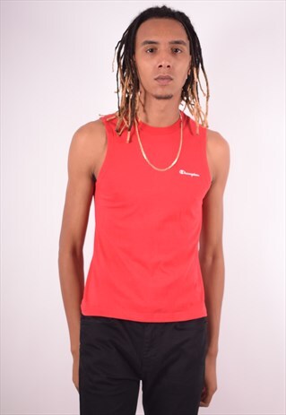 CHAMPION MENS VINTAGE VEST TOP SMALL RED 90S