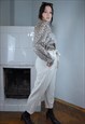 VINTAGE 90'S LIGHT BOARD BAGGY GLAM LINEN TROUSERS IN CREAM 