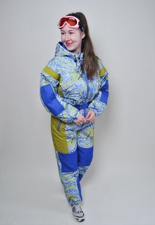 MULTICOLOR PATTERN SKI SUIT, FUNKY RETRO SKI OVERALL WOMEN