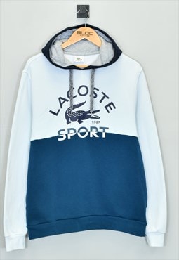 Vintage  Lacoste Sport Hooded Sweatshirt Blue Medium