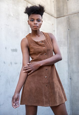 COGNAC BROWN SUEDE LEATHER SUNDRESS