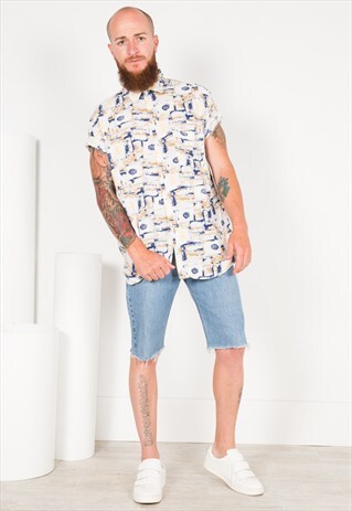 VINTAGE 90S CRAZY PRINT SHIRT S1727
