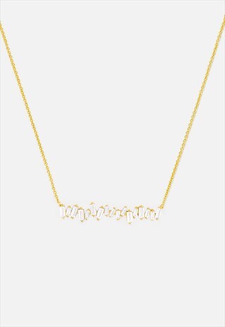 WOMEN'S BAR PENDANT NECKLACE, BAGUETTE STONES - GOLD