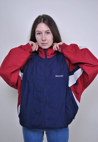 VINTAGE MULTICOLOR WINDBREAKER, RED TRACK JACKET