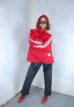 Vintage y2k baggy light rain track unisex jacket in cool red