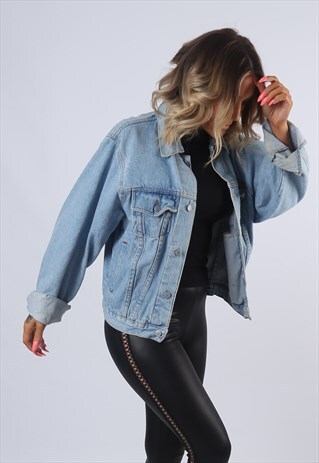 DENIM JACKET OVERSIZED FITTED VINTAGE UK 14 (EA4F)