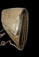 70'S VINTAGE GOLD METAL CHAINMAIL CLUTCH SHOULDER BAG