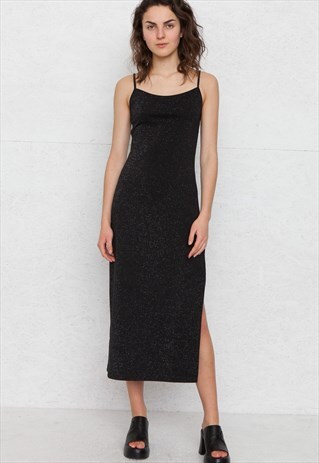 VINTAGE BLACK SLEEVELESS MAXI DRESS
