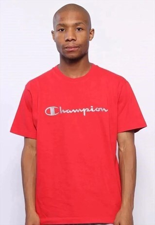 VINTAGE CHAMPION BIG LOGO SPELLOUT T-SHIRT RED