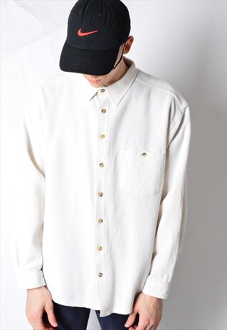 VINTAGE 90S BEIGE MINIMALIST LONG SLEEVE SHIRT