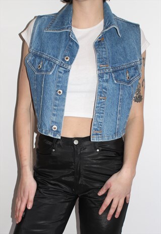 VINTAGE 90S DENIM JEAN VEST GILET