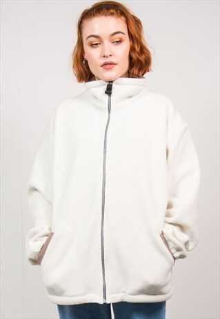 VINTAGE 90'S WHITE OVERSIZED FLEECE JACKET