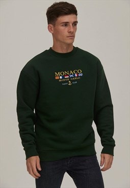 Monaco Vintage Embroidered Green Sweatshirt