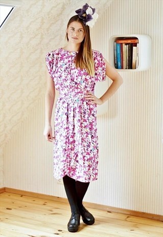 PINK FLORAL BELTED DRESS